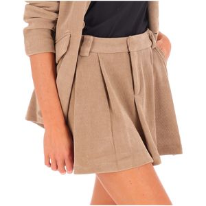 Pantaloncino beige in velluto a coste