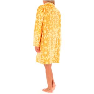 Orange fleece dressing gown with maxi flowers