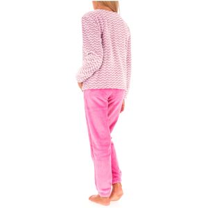Pink fleece pajamas with wave pattern
