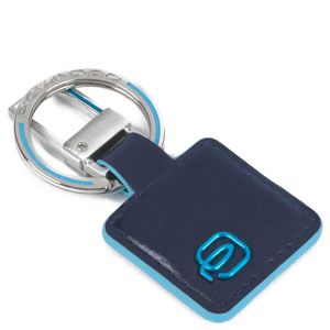 Portachiavi Blue Square in cuoio rosso