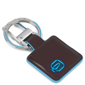 Portachiavi Blue Square in cuoio rosso