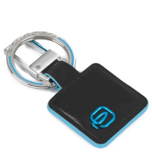 Portachiavi Blue Square in cuoio rosso