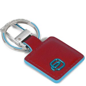 Portachiavi Blue Square in cuoio rosso
