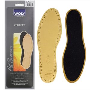 Comfort insole in fine leather with shock absorbing sole