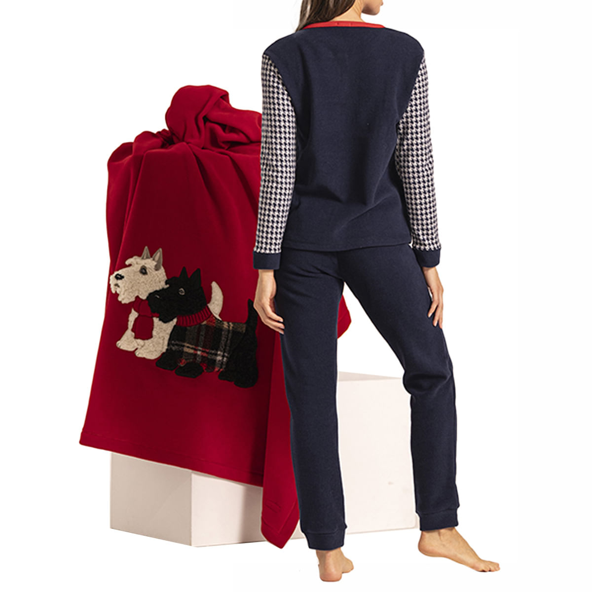 Pigiama Invernale Felpato In Cotone Toocool – Completo 2 Pezzi Pied De Poule, Taglie S-XXL, Maniche Lunghe E Pantaloni