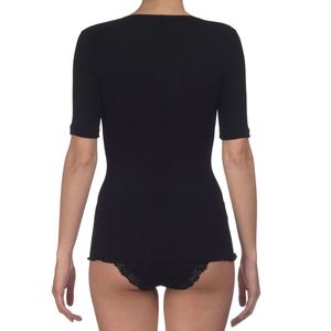 T-Shirt a coste in lana e seta