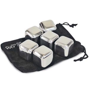 Set of 6 reusable stainless steel drink cooler cubes