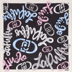 Pleated scarf with logo print
