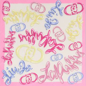 Pleated scarf with logo print