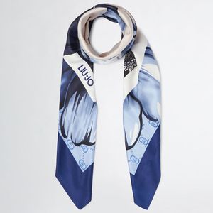 Foulard stampa fiori e logo