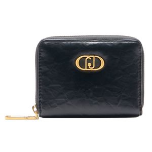 Portafoglio zip con logo oro