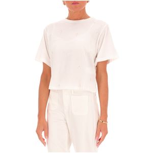 Addirsi T-shirt with rhinestone and pearl jewel applications