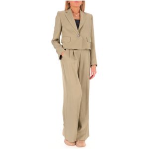 Short jacket in linen and viscose Sage