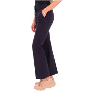Navy Stretch Viscose Flare Trousers