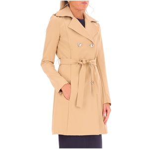 Double-breasted trench coat with belt