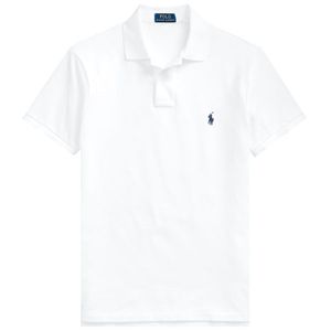 Slim white piqué polo shirt