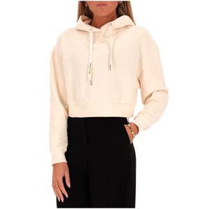 Felpa beige con logo ricamato sul petto