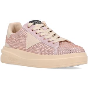Sneakers rosa in suede con strass