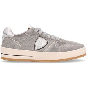 Sneakers Nice Low Pony Metal argentata