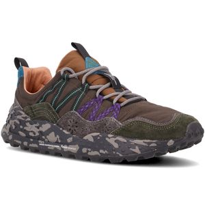 Anthracite and green Washi sneakers with camouflage sole