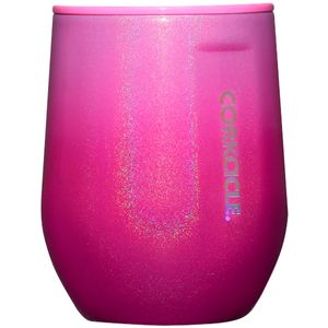Pink Stemless Glass with Glitter