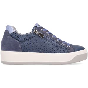 Sneakers forata blu con zip e lacci