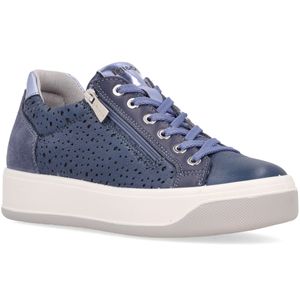 Sneakers forata blu con zip e lacci