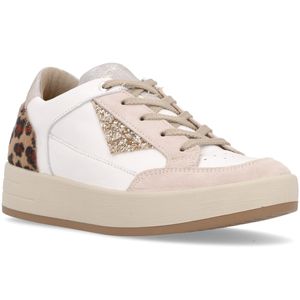 Sneakers in cuoio con inserto animalier