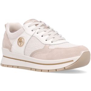 Suede and glitter fabric sneakers with logo
