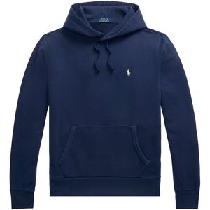 Felpa con cappuccio blu in cotone loopback