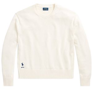 White cotton crew neck sweater