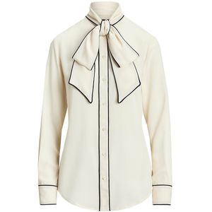Camicia in georgette con fiocco bianco
