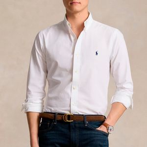 White Custom-Fit Stretch Poplin Shirt