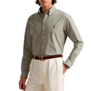 Green Stretch Poplin Vichy Shirt