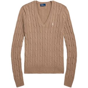 V-Neck Cotton Cable Knit Sweater