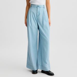 Pantaloni in denim di cotone gessato