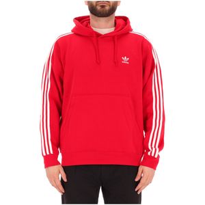 Felpa 3-stripes rossa con cappuccio