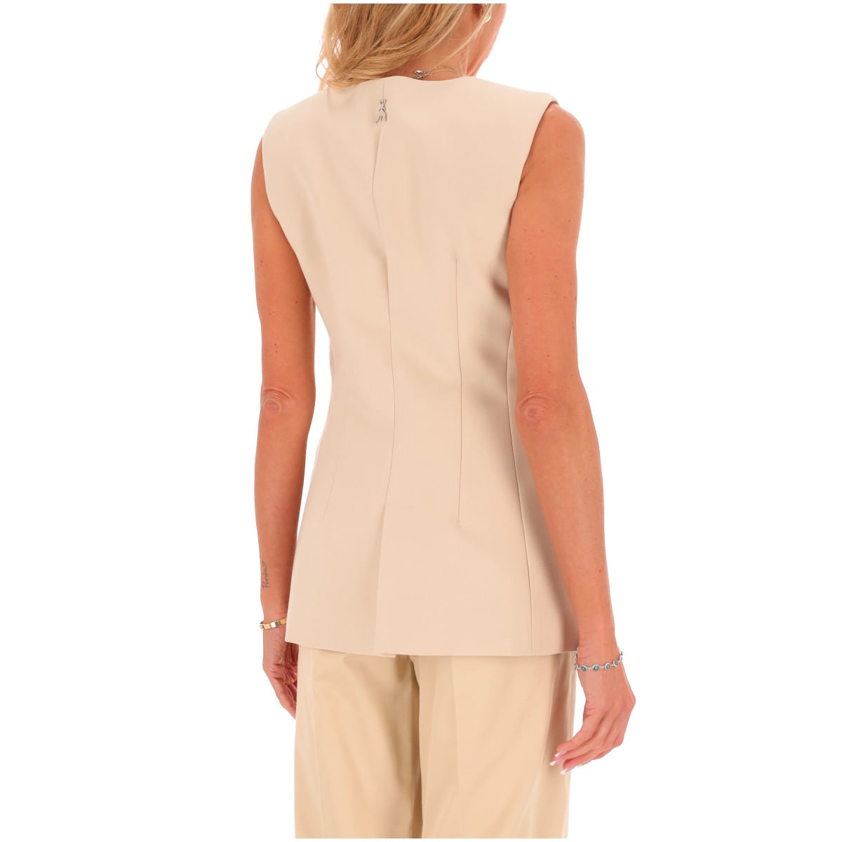 Patrizia Pepe Gilet Nero In Misto Lino Da Ragazza 7C0273/A555