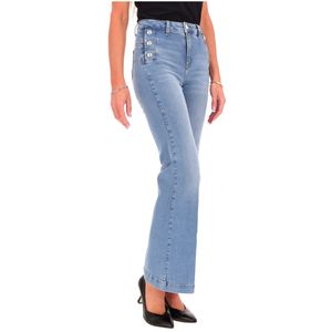 Bottom Up Flare Jeans with Gold Buttons