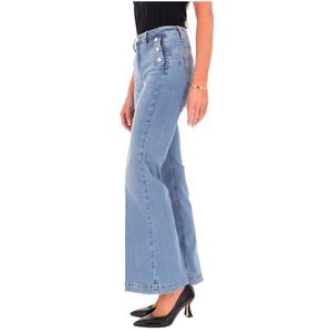Bottom Up Flare Jeans with Gold Buttons