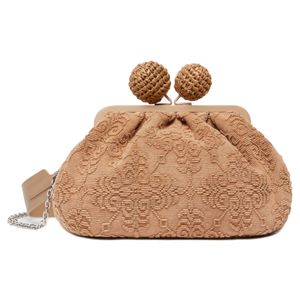 Borsa Oblare in cotone beige medium
