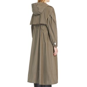 Teodoro long green parka in water-repellent taffeta
