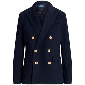 Blazer doppio petto blu in maglia