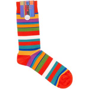 Calze colorblock a righe in cotone