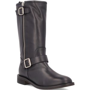 Stivaletto Malibù nero in cuoio con zip