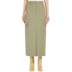 Calais Green Long Skirt with Cargo Pockets