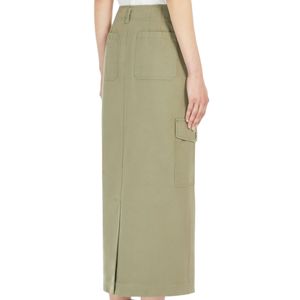 Calais Green Long Skirt with Cargo Pockets