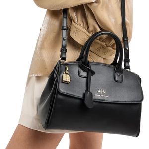 Borsa a mano nera a bauletto