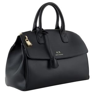 Borsa a mano nera con logo