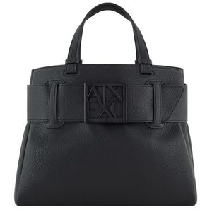 Black eco leather logo handbag